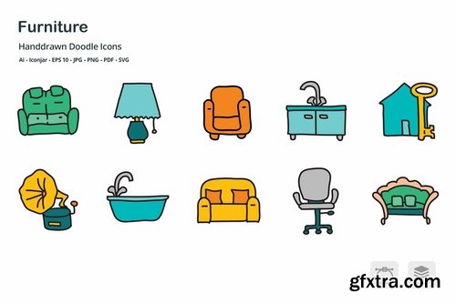 Furniture Handdrawn Doodle Icons