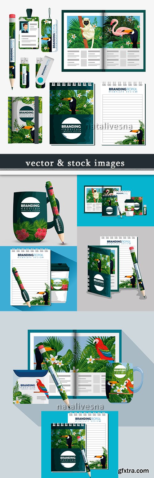 Tropical brand design corporate template for press