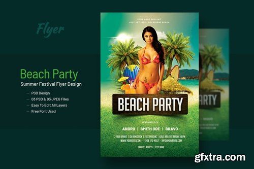 Summer Beach Party Flyer Template V-9