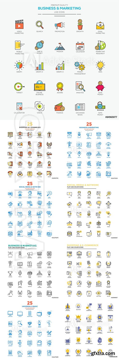 Modern flat line color icons vector illustration