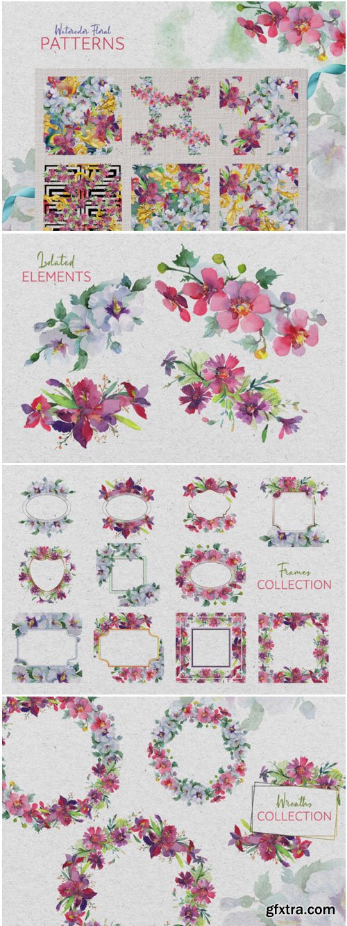 Bouquet Summer Freshness Watercolor PNG 1400230