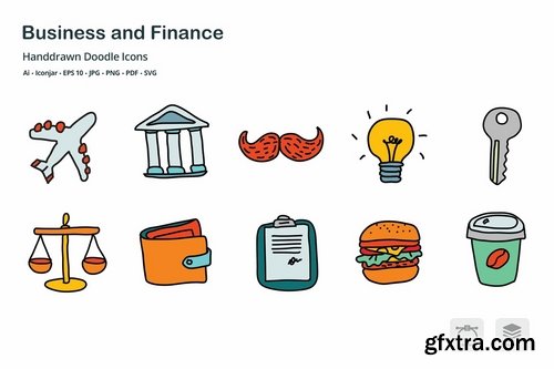 Business and Finance Hand Drawn Doodle Icons