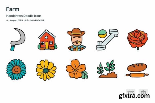 Farm Hand Drawn Doodle Icons