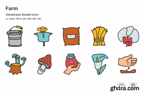 Farm Hand Drawn Doodle Icons