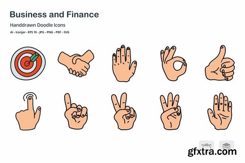 Business and Finance Hand Drawn Doodle Icons