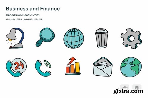 Business and Finance Hand Drawn Doodle Icons