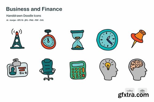 Business and Finance Hand Drawn Doodle Icons