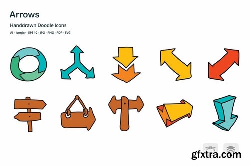 Arrows and Directions Hand Drawn Doodle Icons