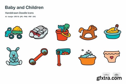 Baby and Children Hand Drawn Doodle Icons