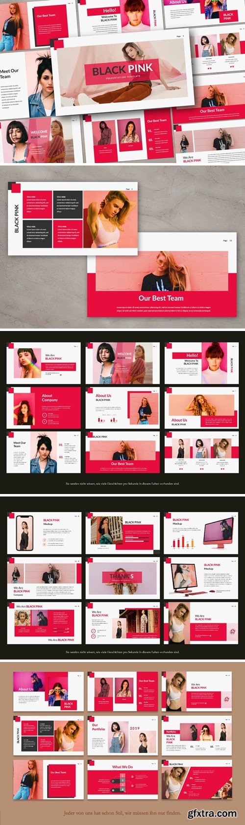 Black Pink Presentation Powerpoint, Keynote and Google Slides Templates