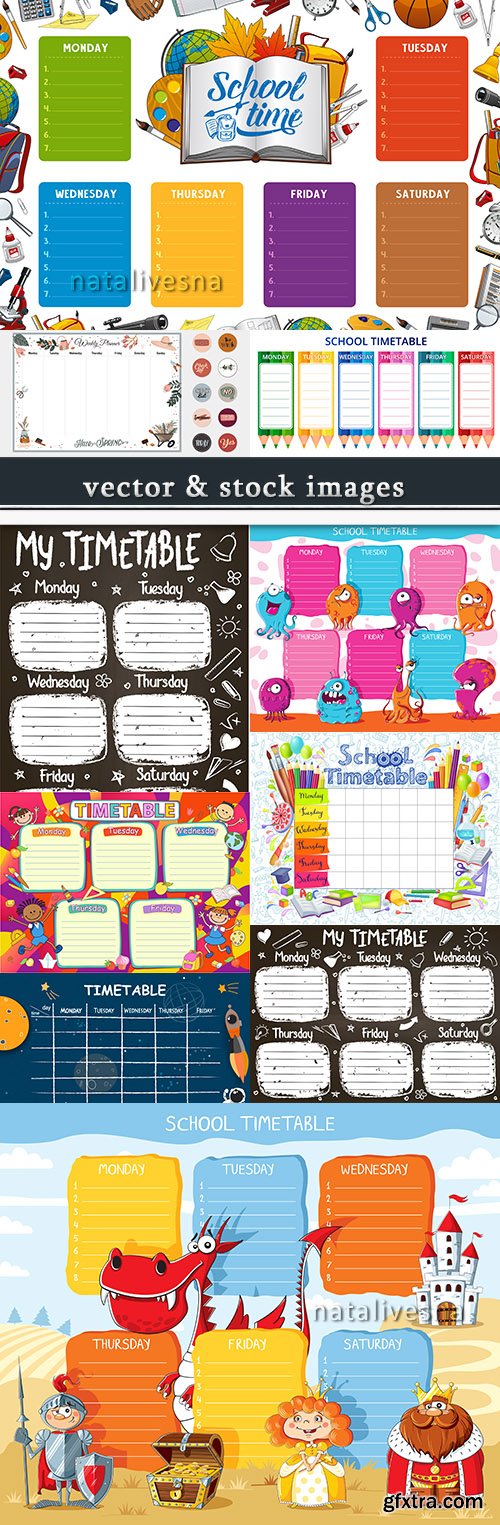 School class timetable collection of illustrations