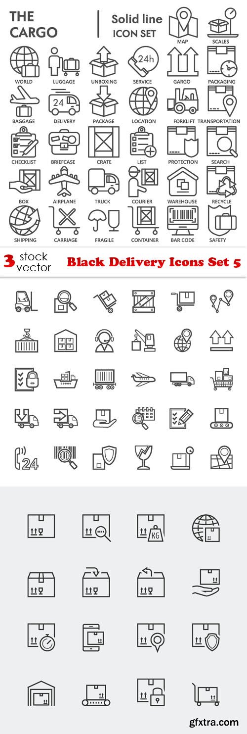 Vectors - Black Delivery Icons Set 5