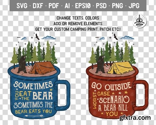 Camp SVG Patch - Funny Wild Bear Retro Print