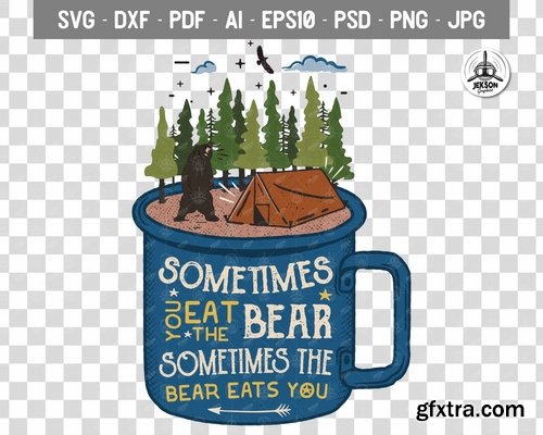 Camp SVG Patch - Funny Wild Bear Retro Print