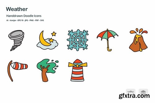 Weather Forecast Hand Drawn Doodle Icons