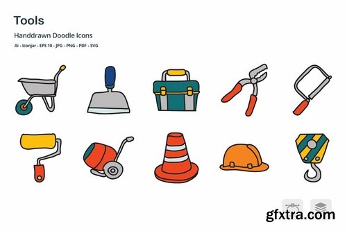 Tools Hand Drawn Doodle Icons