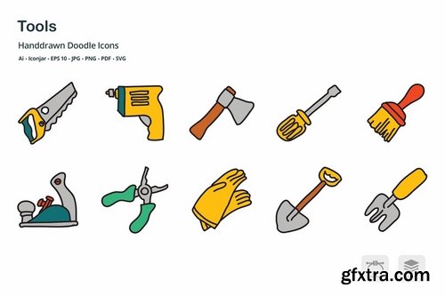 Tools Hand Drawn Doodle Icons