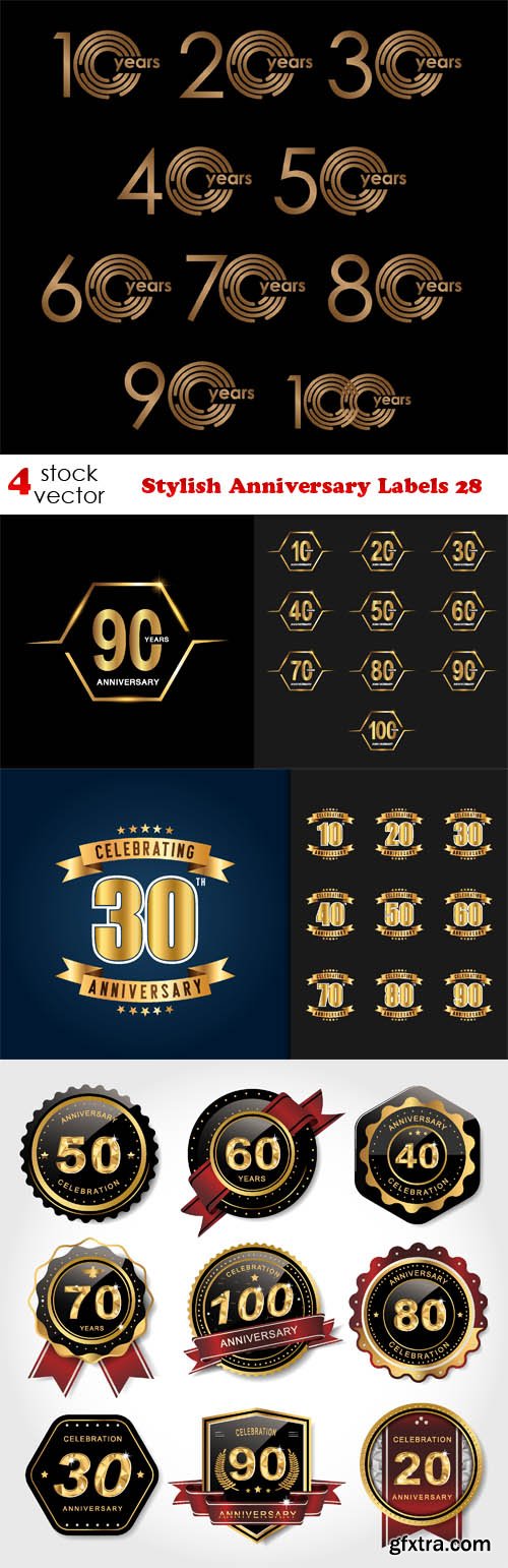 Vectors - Stylish Anniversary Labels 28