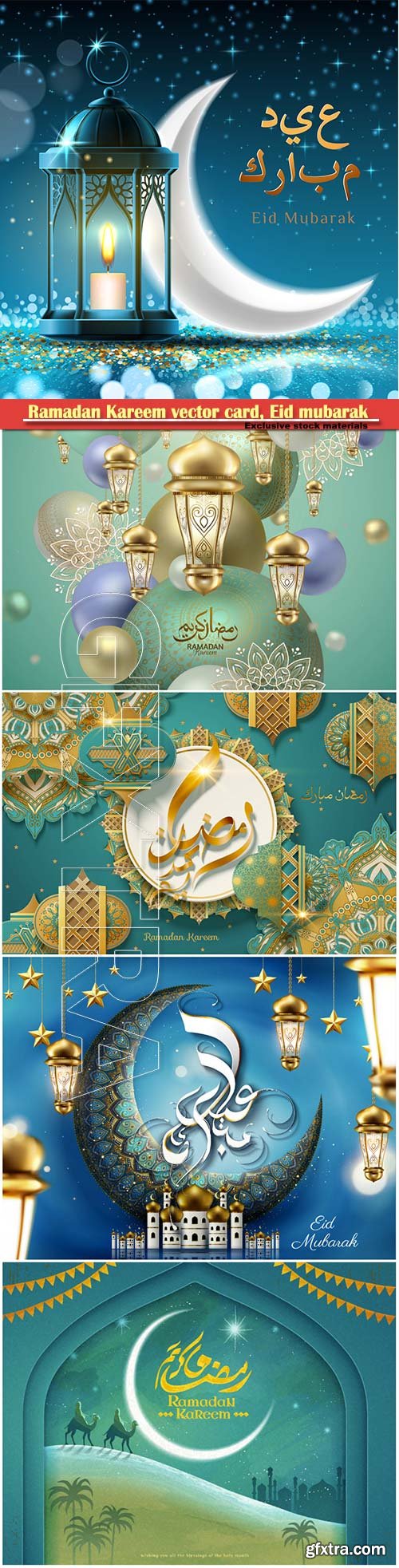 Ramadan Kareem vector card, Eid mubarak calligraphy design templates # 20