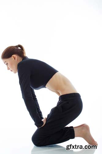 A Woman Makes A Stomach Vacuum Isolated - 15xJPGs