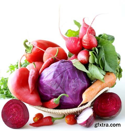 Assorted Different Red Vegetable Isolated - 5xJPGs