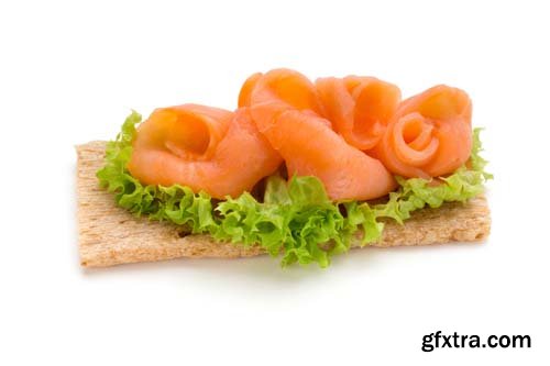 Bread With Fresh Salmon Fillet Isolated - 10xJPGs