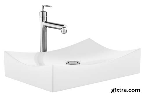 Ceramic Bathroom Sink Isolated - 15xJPGs