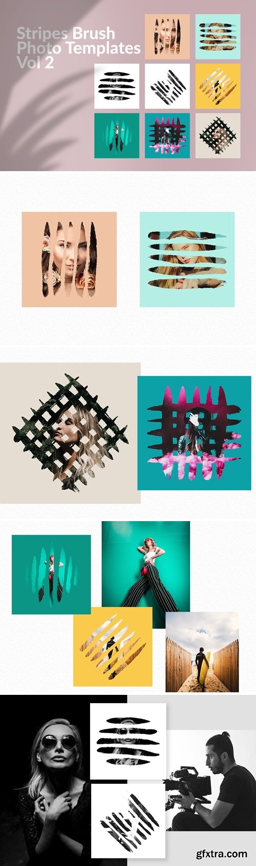 Stripes Brush Photo Templates Vol 2