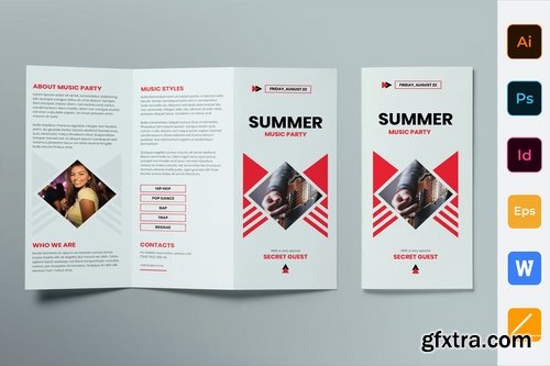 Summer Music Party Poster Flyer Business Card Brochure Bifold Trifold