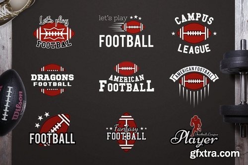 American Football Logos Bundle Retro Sports Badges