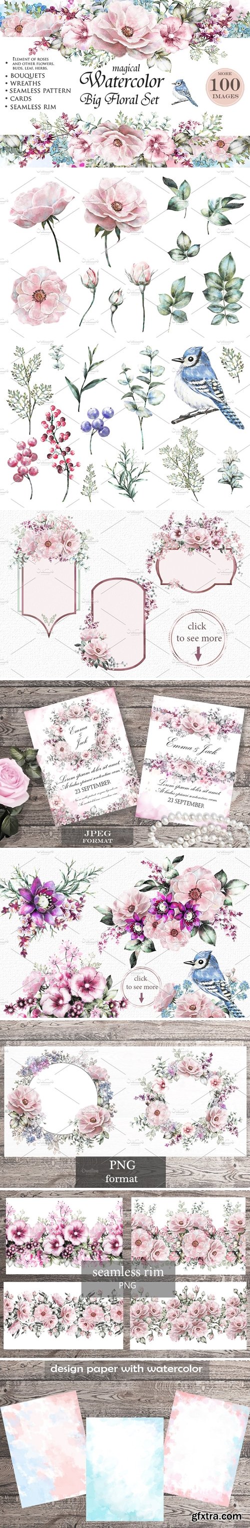 CM - Watercolor floral design set. Flower 1207012