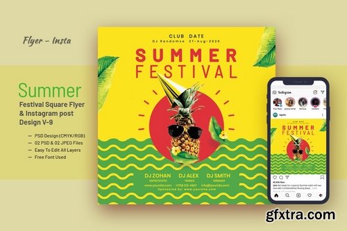 Summer Festival Party Flyer & Instagram Post V-9