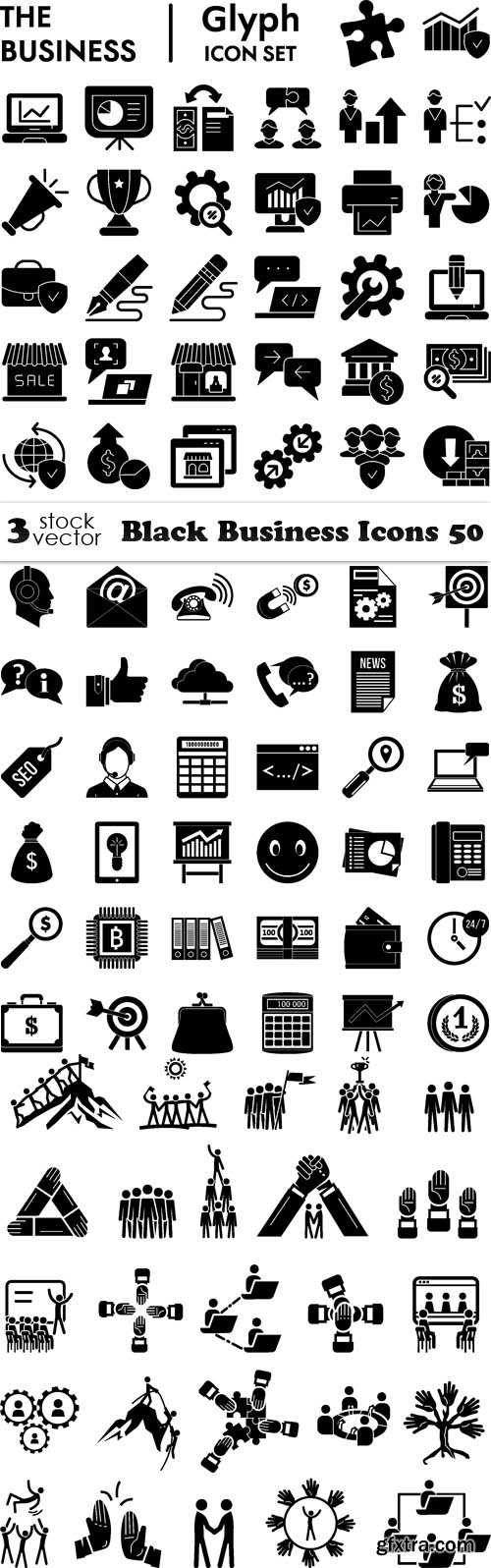 Vectors - Black Business Icons 50