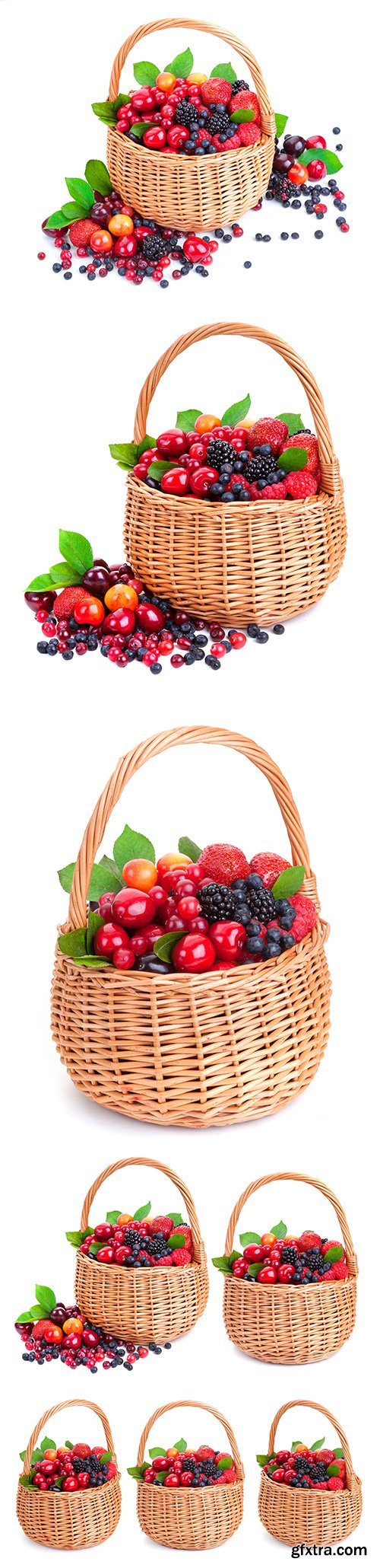 Fresh Berries In Basket Isolated - 6xJPGs