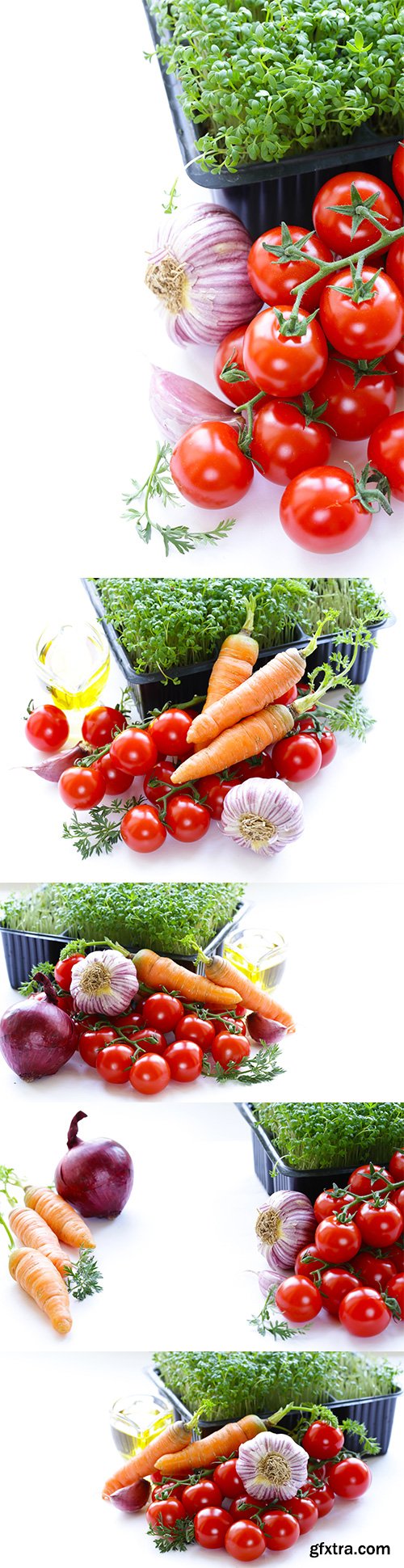 Fresh Organic Vegetables And Herbs Isolated - 6xJPGs