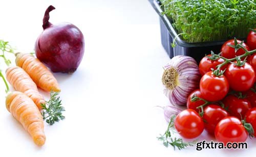 Fresh Organic Vegetables And Herbs Isolated - 6xJPGs