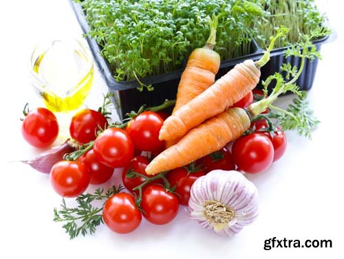 Fresh Organic Vegetables And Herbs Isolated - 6xJPGs