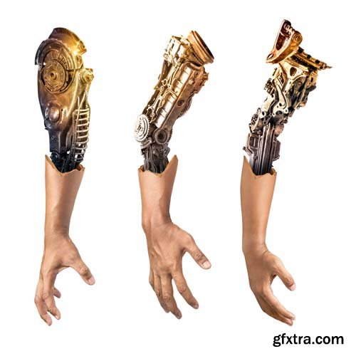 Metallic Robot Hand Isolated - 10xJPGs