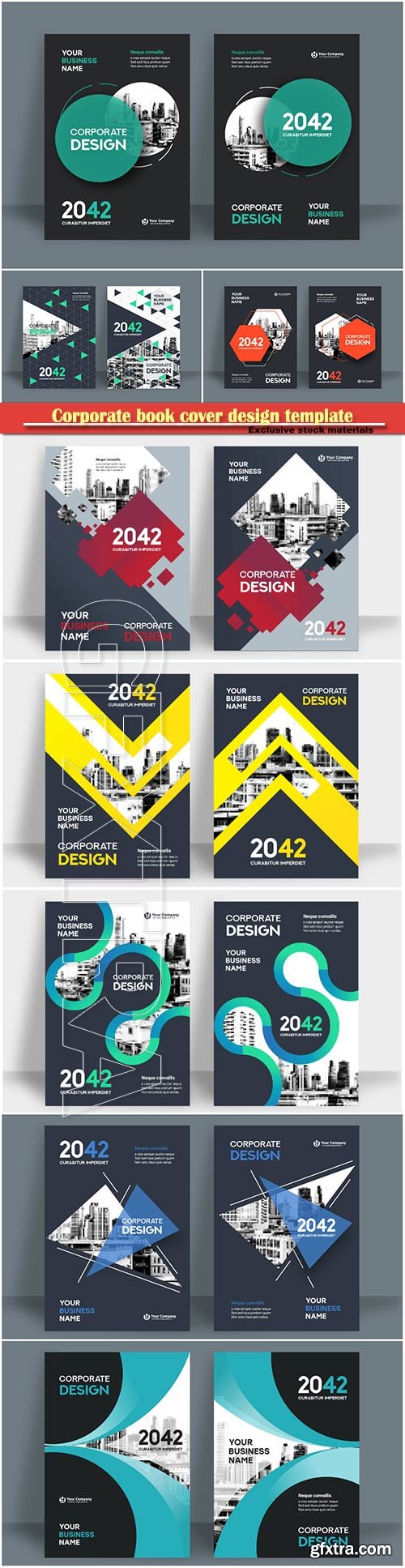 Corporate book cover design template, business vector flyer