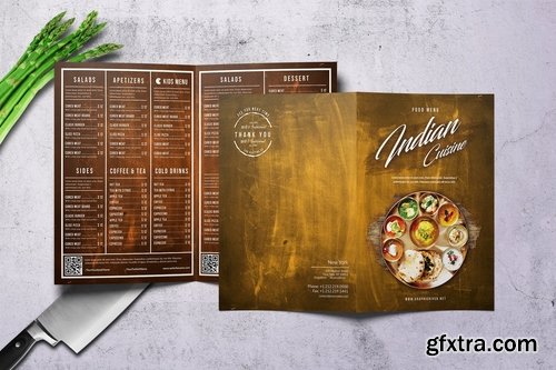 Indian Cuisine A4 & US Letter Bifold Menu