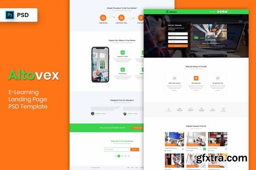 E-Learning - Landing Page PSD Template