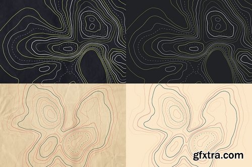 Crumpled Topographic Map Backgrounds