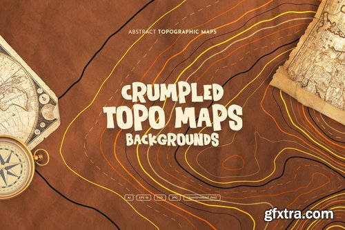 Crumpled Topographic Map Backgrounds