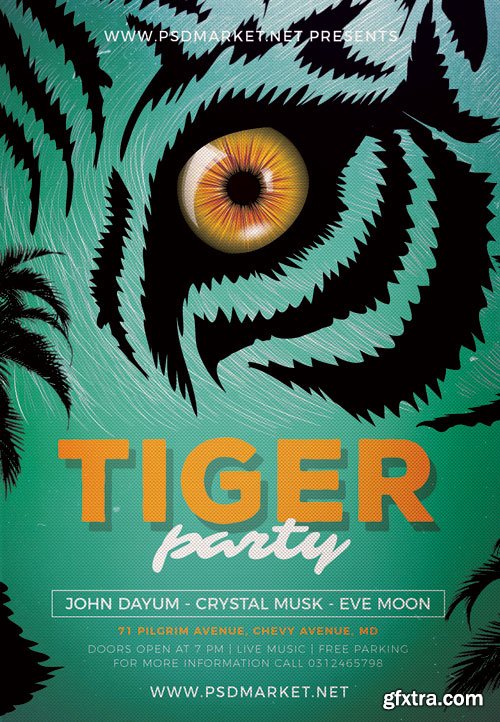 TIGER PARTY NIGHT FLYER – PSD TEMPLATE