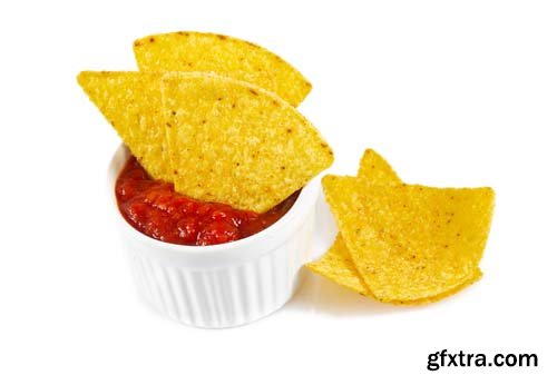 Nachos And Tomato Dip Isolated - 5xJPGs