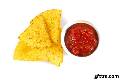 Nachos And Tomato Dip Isolated - 5xJPGs