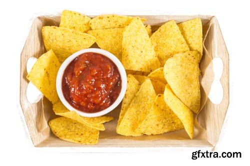 Nachos And Tomato Dip Isolated - 5xJPGs