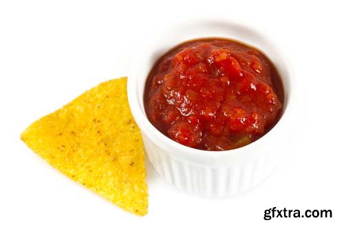 Nachos And Tomato Dip Isolated - 5xJPGs