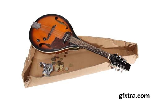 Old Suitcase And Mandolin Style Isolated - 15xJPGs