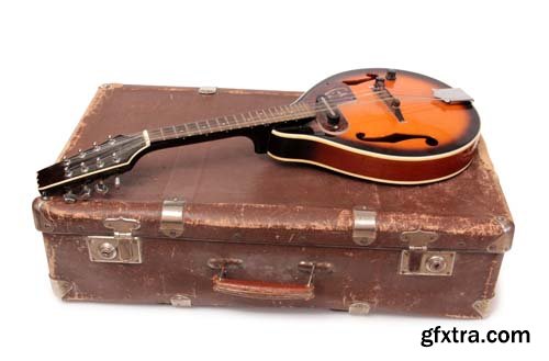 Old Suitcase And Mandolin Style Isolated - 15xJPGs